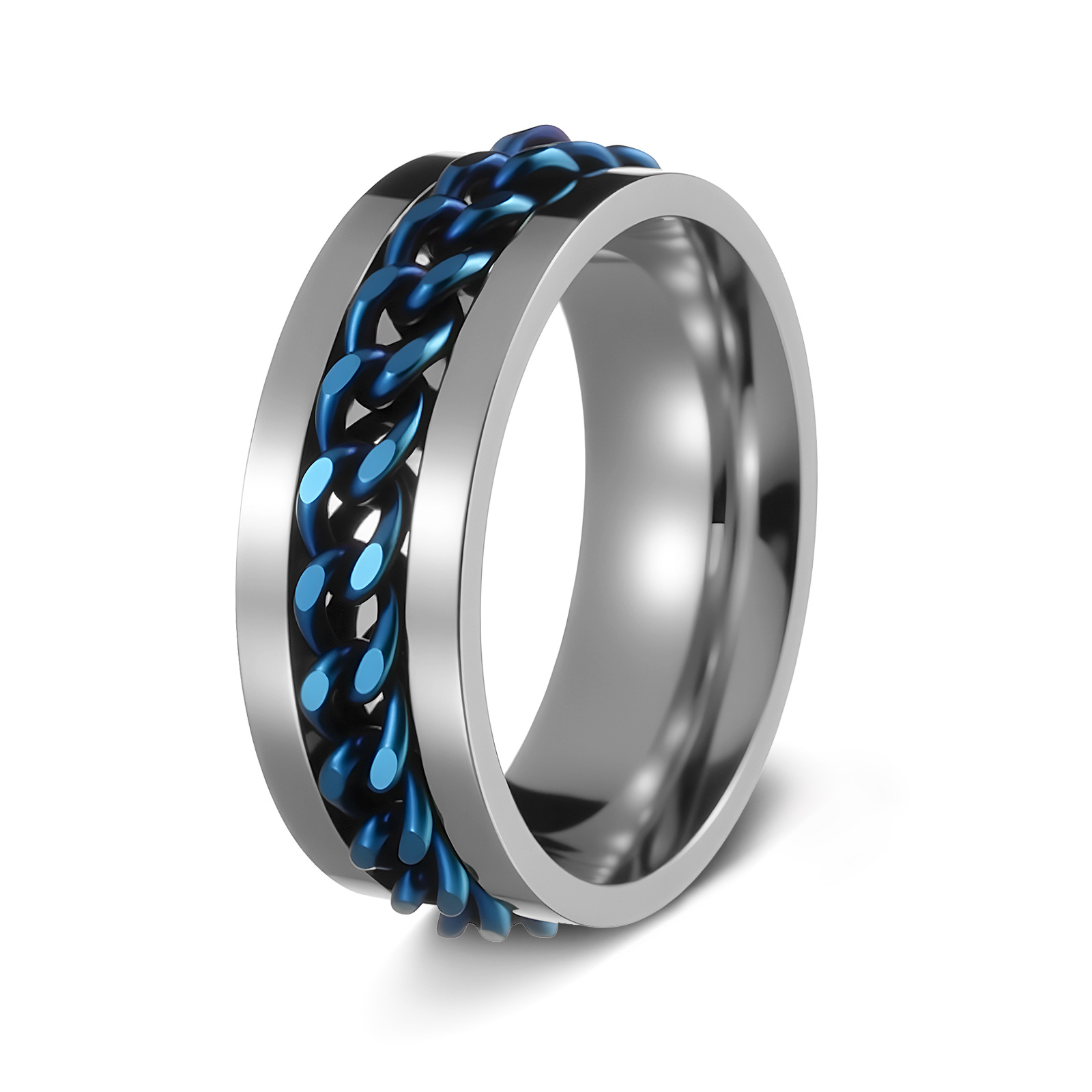 Hombres de acero de titanio pulsera giratoria anillo de cadena giratoria joyería de descompresión popular en línea anillo de cerveza de botella abierta