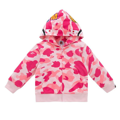 fashion brand shark-head hoodie for men and children's 3D printed hoodie coat camouflage zipper