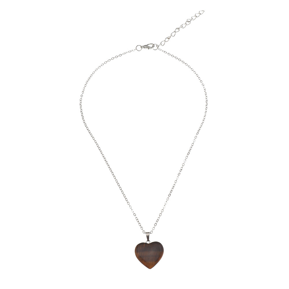 Simple Resin Stone Heart Pendent Necklace display picture 2