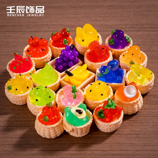 Fruit Basket Food Toy Creative Micro Landscape Dollhouse Landscaping Resin Crafts Small Ornaments DIY Resin Accessories