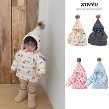 儿童冬季kuling精灵帽棉衣男女童宝宝白鸭绒羽绒服北欧风棉服外套