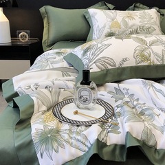 New Lightweight Luxury Washed Tencel Summer Quilt Set of Four with Pastoral Style Cool Summer Quilt Air Conditioner Quilt Ice Silk Summer Cooling Quilt