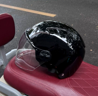Universal for All Seasons, Sun Protection Half | Motosiklet kaskı (dəbilqə) - black-transparent-long-mirror