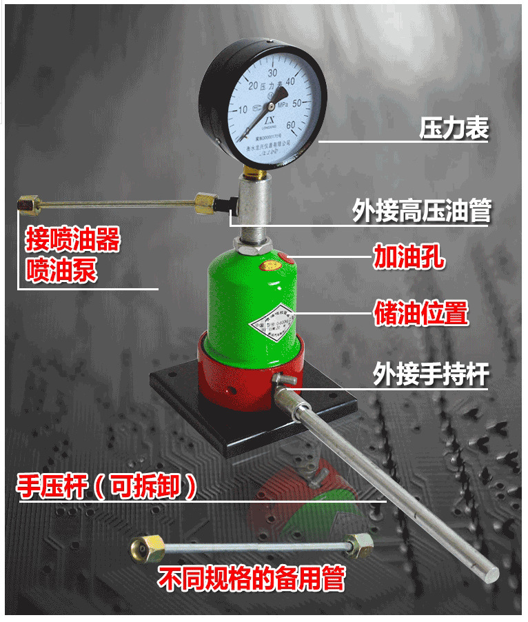 Fuel Injector Calibrator, Oil Nozzle Repair Hand Pressure Tester, Car and Tractor Diesel Fuel Injector Precise Tester