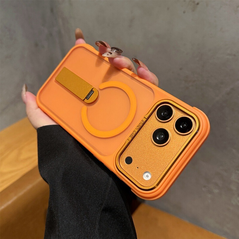 Cross-Border Iphone17Promax Skin-Feel Matte Magnetic Stand Phone Case Suitable for Apple 16 Anti-Fall Hard Case 15