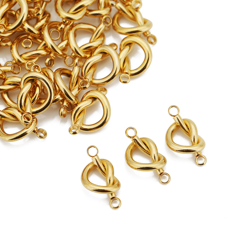 Stainless Steel Knotted Heart Double-Hole Connector Bracelet Necklace Connector DIY Jewelry Accessories Heart/Heart-Shaped