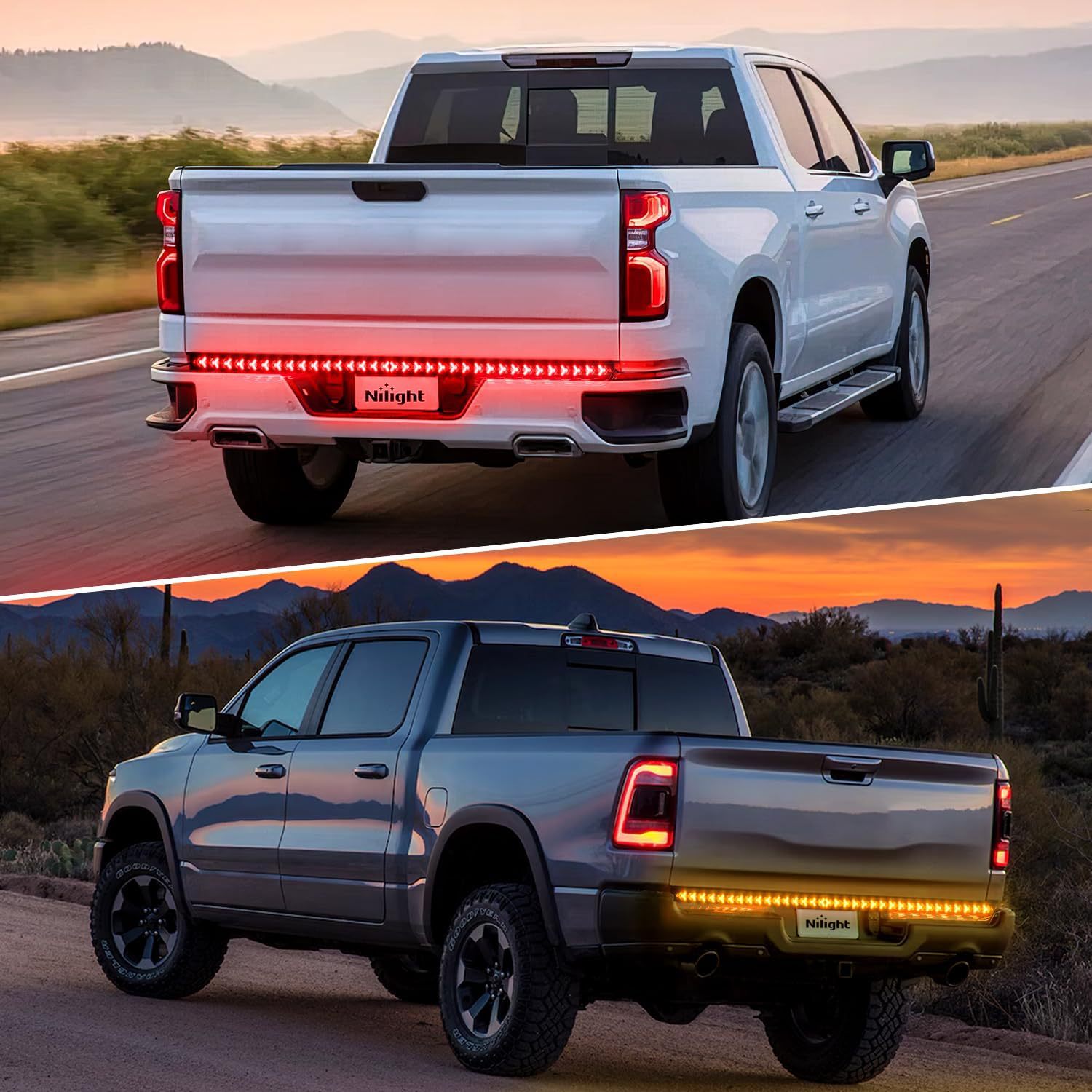 Cross-Border Hot Selling Car Pickup Light Bar 60/ 48inch Tail Multi-Function Turn Signal Flowing Water Fish Bone Brake Light
