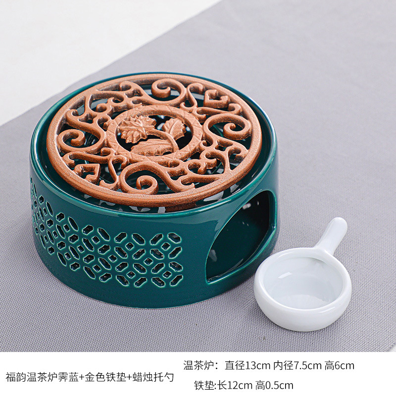 Té estufa vela restaurante Hotel hogar base de cerámica chino hueco aislamiento calefacción vidrio fruta flor tetera
