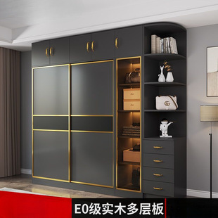 Wardrobe Home Bedroom Solid Wood Sliding Door Small Apartment Cabinet Simple Modern Children's Simple Assembly Wooden Wardrobe