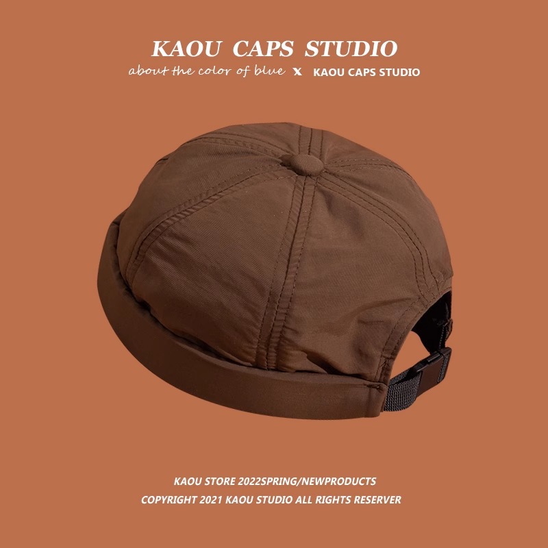 Quick-drying light board melon skin cap-brown