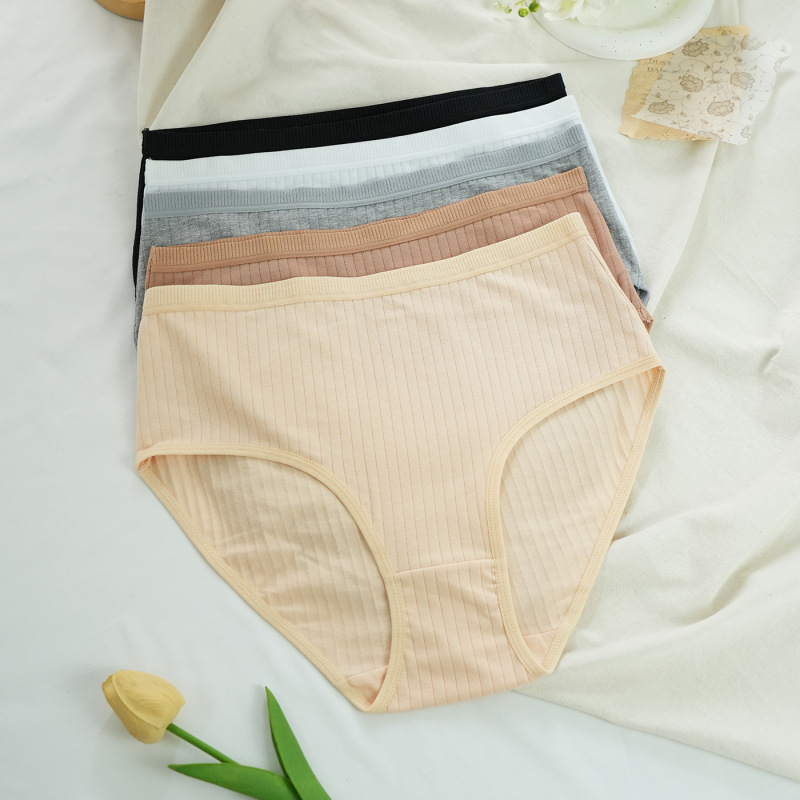 跨境爆款纯棉高腰内裤女大码透气棉质欧美高腰收腹内裤女panties|undefined