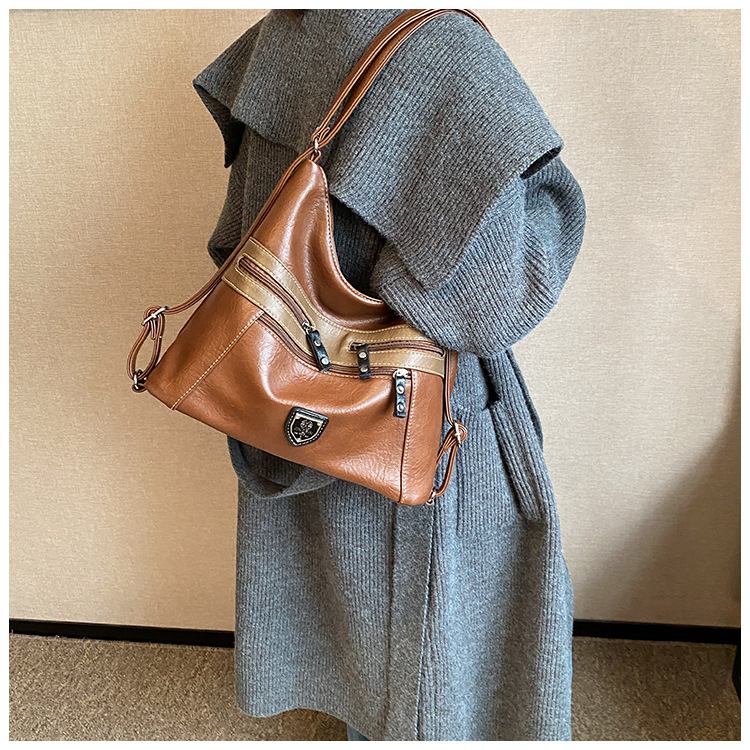 Femeii geantă de mână de umăr dublu Crossbody geantă de mână de mare capacitate geantă de mână retro cu un umăr la subraț_voghion.com