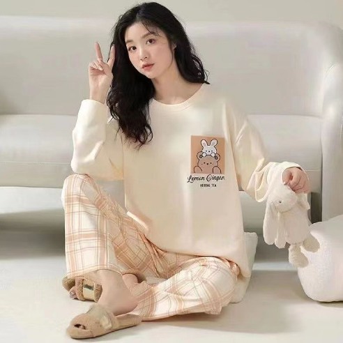 パジャマの女性の長袖のズボンの少女の甘くてかわいいアニメの女性の部屋の服のスーツの春と秋は外に着ることができます。|undefined