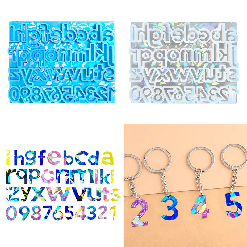 ホログラフィックレーザーレターペンダント DIY 装飾シリコーン型樹脂シリコーン型|undefined