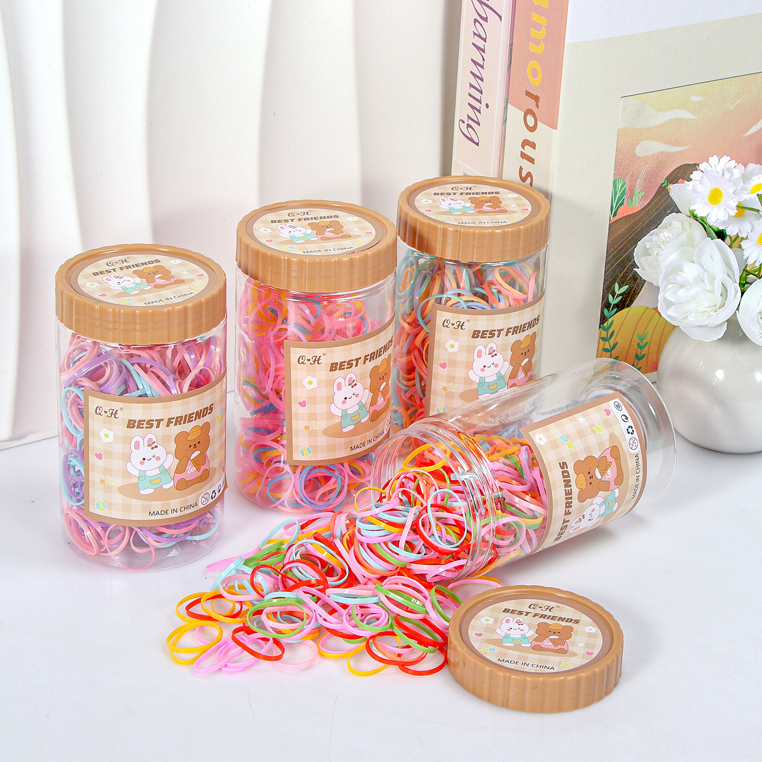 Banda de goma negra para niños, alto valor elástico, duradero, lazo para el cabello, no daña el cabello, anillo para el cabello de goma, accesorios para la cuerda para la cabeza, puesto