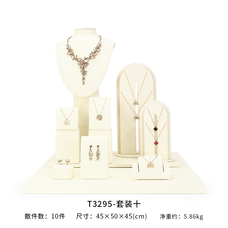 Xu Yue joyería estante de exhibición beige superfibra aretes de lujo anillo de ventana joyería mostrador accesorios