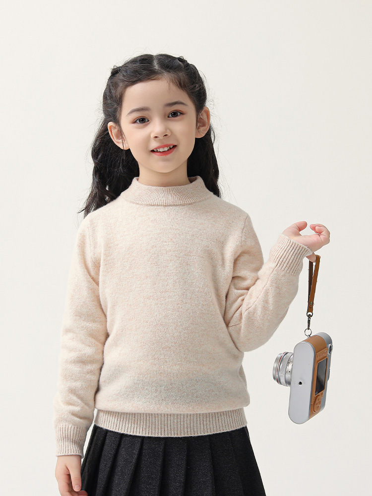 Children's demi-season woolen fashionable keep warm solid color base…