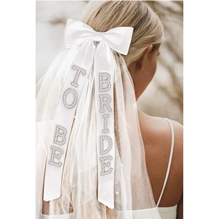 Фата и повязка на голову bride to be с бантом и жемчугом
