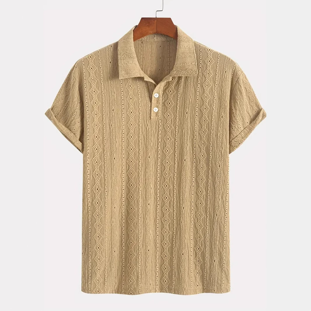 Трансграничная внешняя торговля мужская новая летняя рубашка поло с короткими рукавами с лацканом