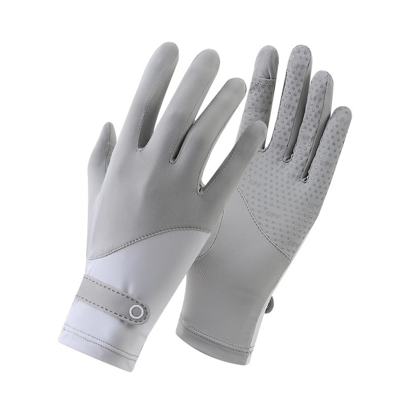 Guantes de protección solar de seda de hielo, pantalla táctil anti-ultravioleta para mujer, dedo completo, antideslizante, conducción, deportes, ciclismo, pesca, verano delgado para hombres