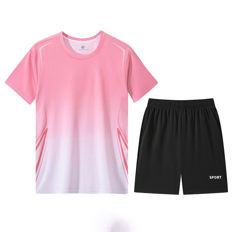 Traje de manga corta para hombre de verano, seda de hielo, secado rápido, traje de ocio deportivo suelto, camiseta de dos piezas para hombre de moda de baloncesto