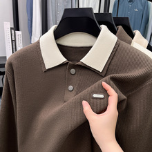 双层翻领男士针织衫秋冬新款中青年时尚休闲宽松毛衣韩版打底衫男