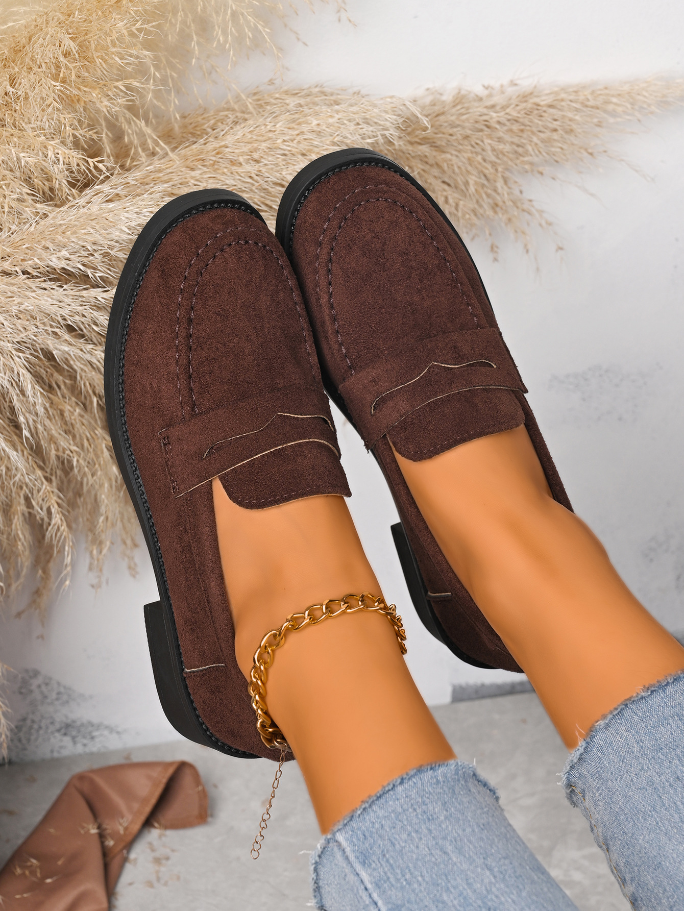 Damen-Slipper im britischen Retro-Stil, niedrig geschnitten, neue Frühlingskollektion_voghion.com