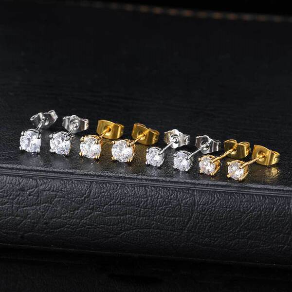 Fashionable elegant earrings hip-hop style with zircon for men and…