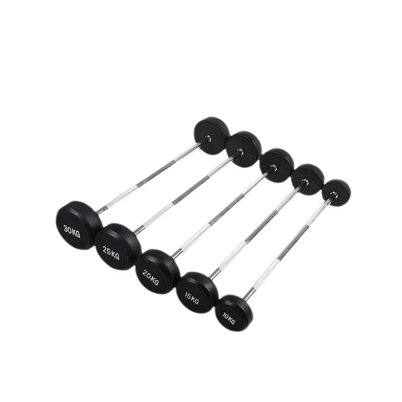 Factory direct fixed plastic barbell household commercial gym equipment straight rod curved rod fixed small barbell bar