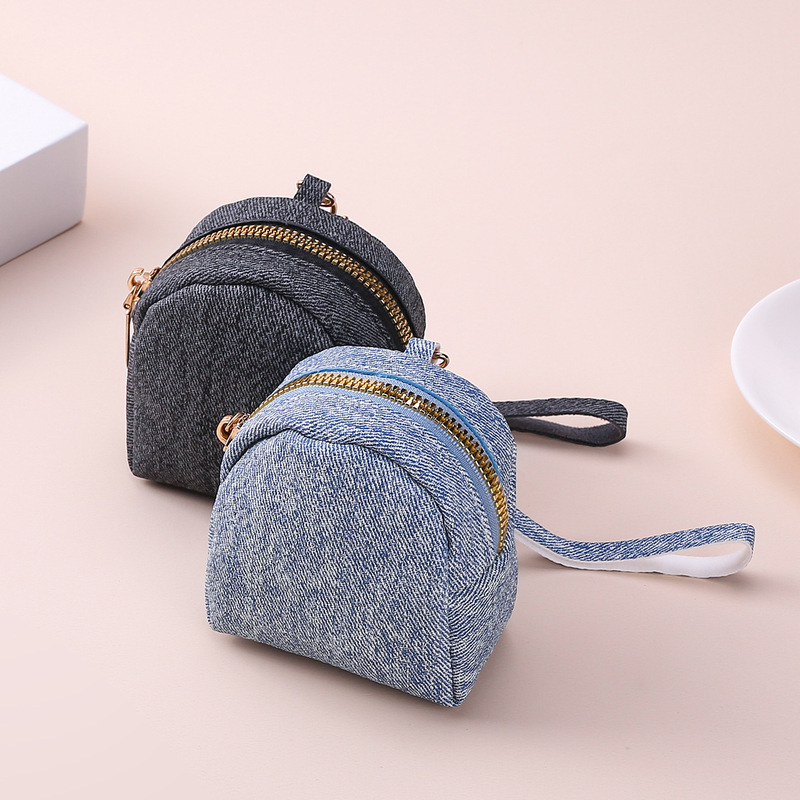 Cross-Border Key Bag, Mini Coin Purse, Headphone Storage Bag, Couple Keychain, School Bag Pendant, Denim Handbag