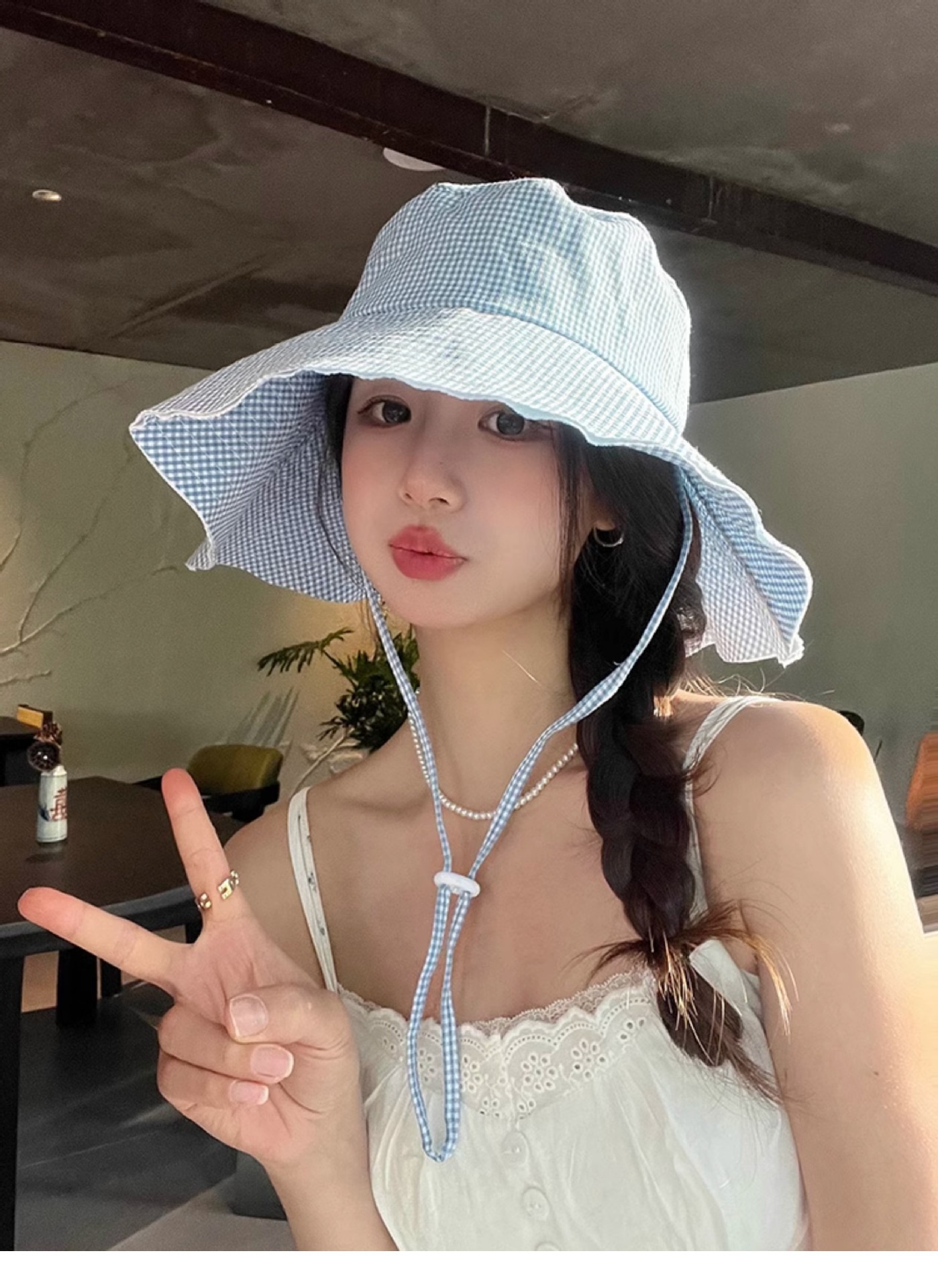 Koreansk solhat med tern til kvinder til sommerbrug_voghion.com