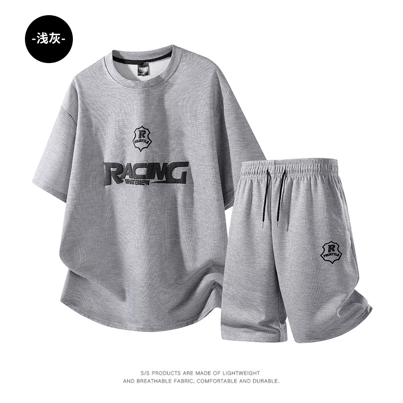 Summer Plus Size New Cross-Border European Size Printed Casual Suit Lightweight Comfortable Sports Suit with Pockets and Zippers