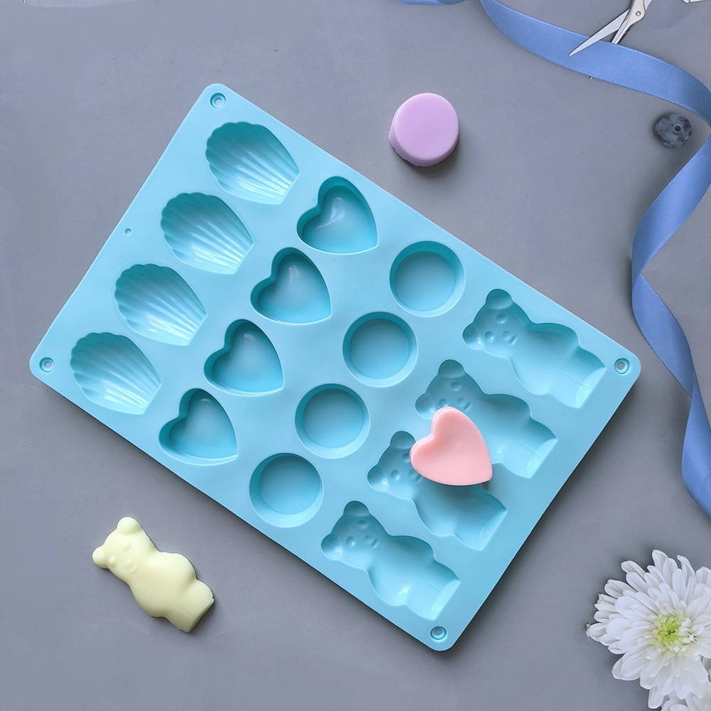 16 cuatro grupos de amor de oso 8 chocolate molde de silicona DIY galletas de hielo dulces blandos molde de goteo para hornear