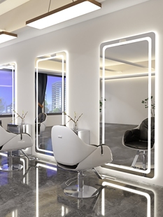 Hairdressing Mirror Table Hair Salon Special Internet-famous Barber Shop Mirror Single-sided Floor LED Hair Cutting Mirror Simple Perm Dyeing Mirror