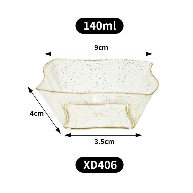Juego de vajilla desechable transfronterizo con vasos de mousse con puntos dorados, mini platos de aperitivo de varios estilos, tazones de postre y platos, juego combinado de vajilla image 8