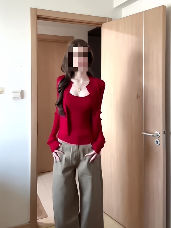 红色纯欲辣妹针织吊带开衫两件套女早秋季百搭小个子短款上衣外套|undefined