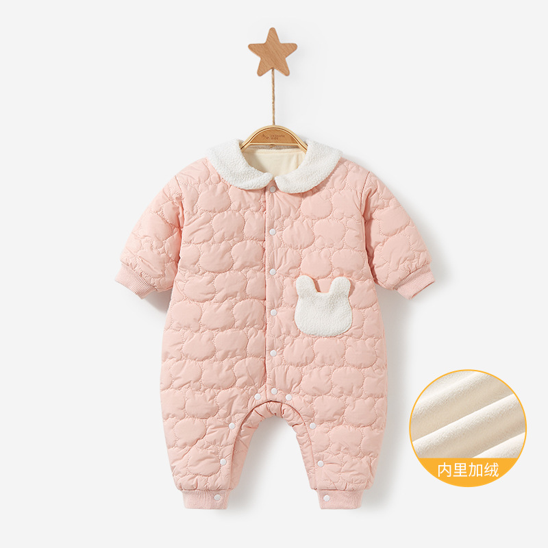 Mono de bebé Otoño e Invierno recién nacido cálido ropa engrosada forrada de lana para hombres y mujeres traje de mameluco ropa de invierno para bebés