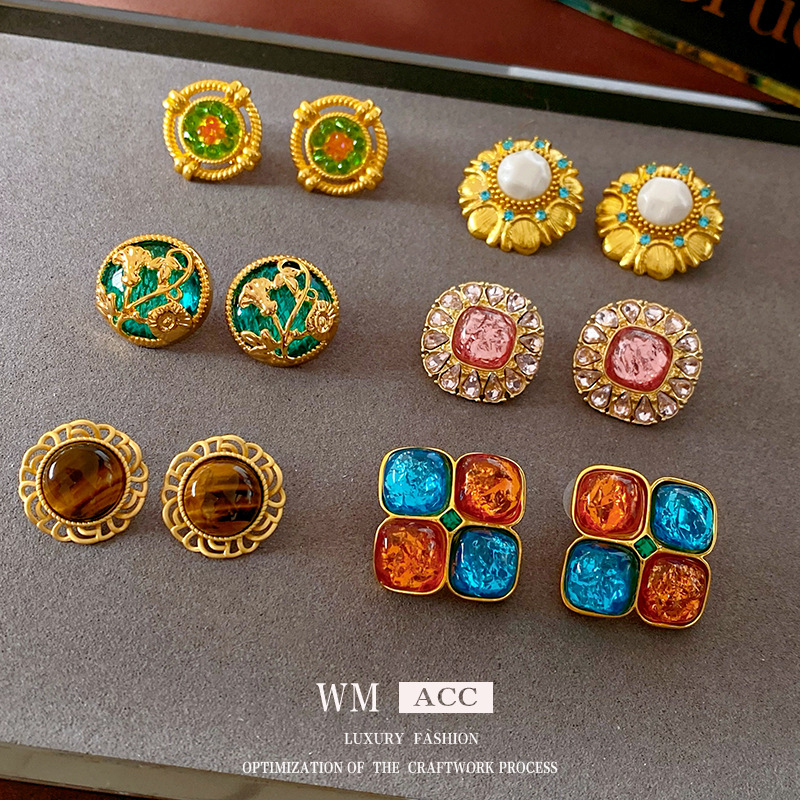 Mediados de la vendimia antigua vintage pendientes estilo Palacio personalizado pendientes moda luz lujo de alta calidad Joyería Al por mayor personalización