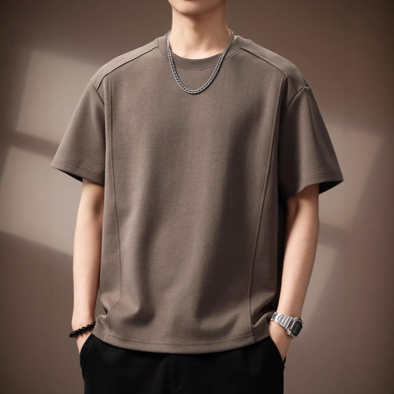 American New Summer Men's Large Size Solid Color Cotton Tops T-Shirts Loose Casual Versatile Round Neck Short Sleeves Trendy American New Summer Men's Large Size Solid Color Cotton Tops T-Shirts Loose Casual Versatile Round Neck Short Sleeves Trendy
