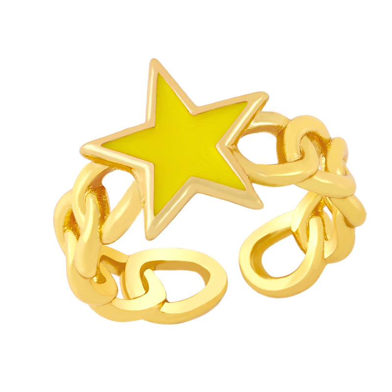 Wholesale Hollow Chain Five-pointed Star Copper Ring Nihaojewelry display picture 5