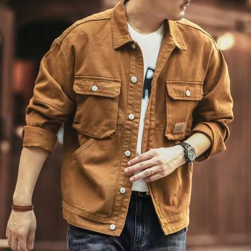Heavyweight American New Retro Denim Jacket for Men Spring and Autumn Season Trend Brand Loose Tough Hunter Suit Work Jacket for Men