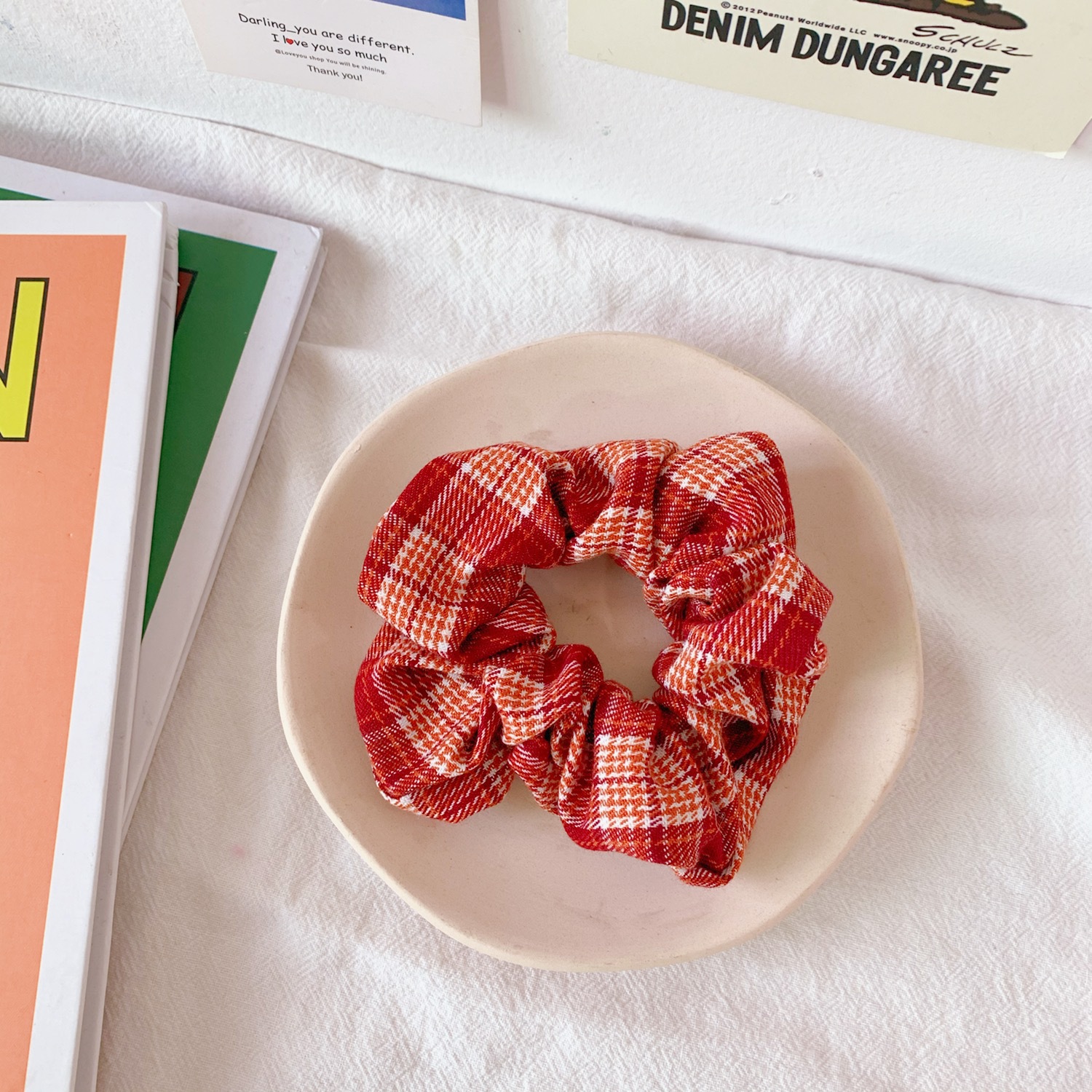 빨간 메쉬 결장 헤어 링