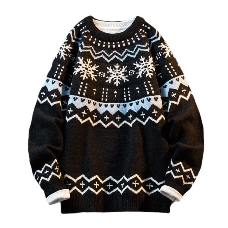 Explosiones transfronterizas de tamaño europeo gran tamaño Fair Island Jacquard jersey suéter hombre flocos de nieve Navidad otoño invierno fábrica de marea mayorista