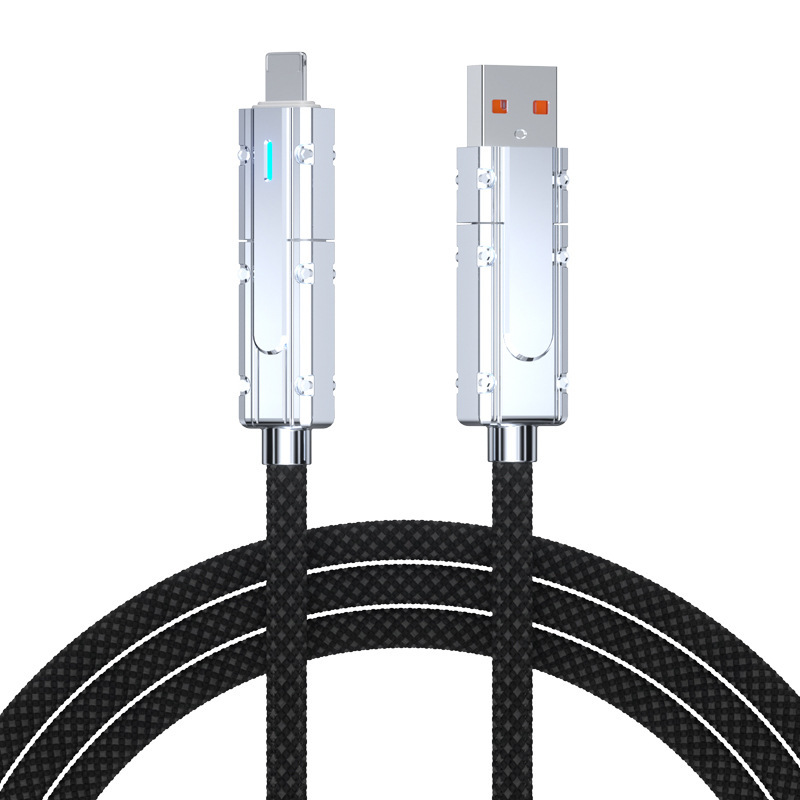 锌合金四合一编织充电线Type-C/lightning二合一数据线加粗pd65W|undefined