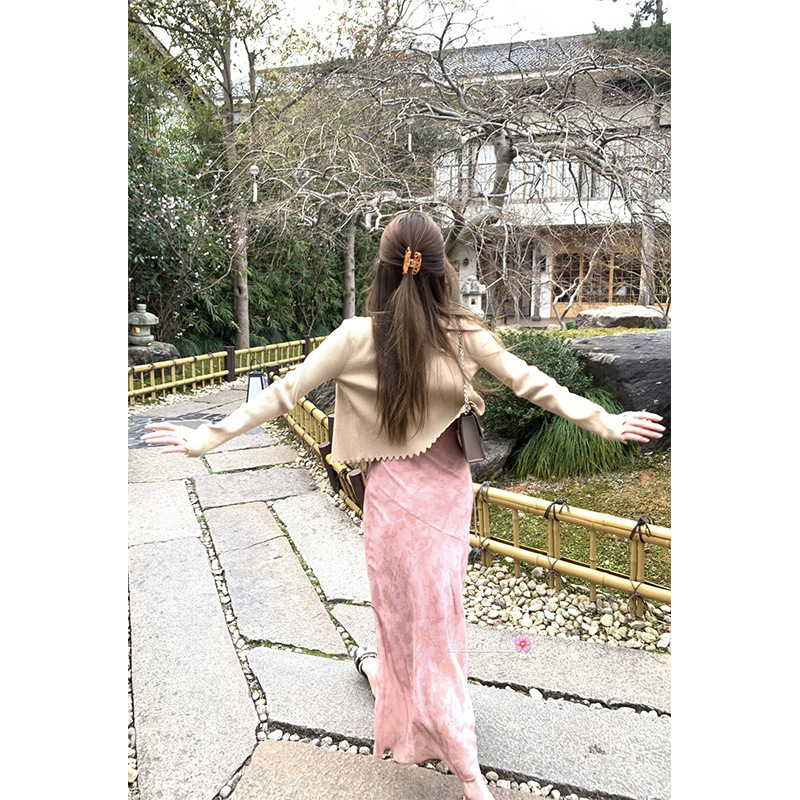 HEYGIRL黑哥 灰粉调 小鱼尾拼接吊带碎花连衣裙女春收腰显瘦长裙|undefined