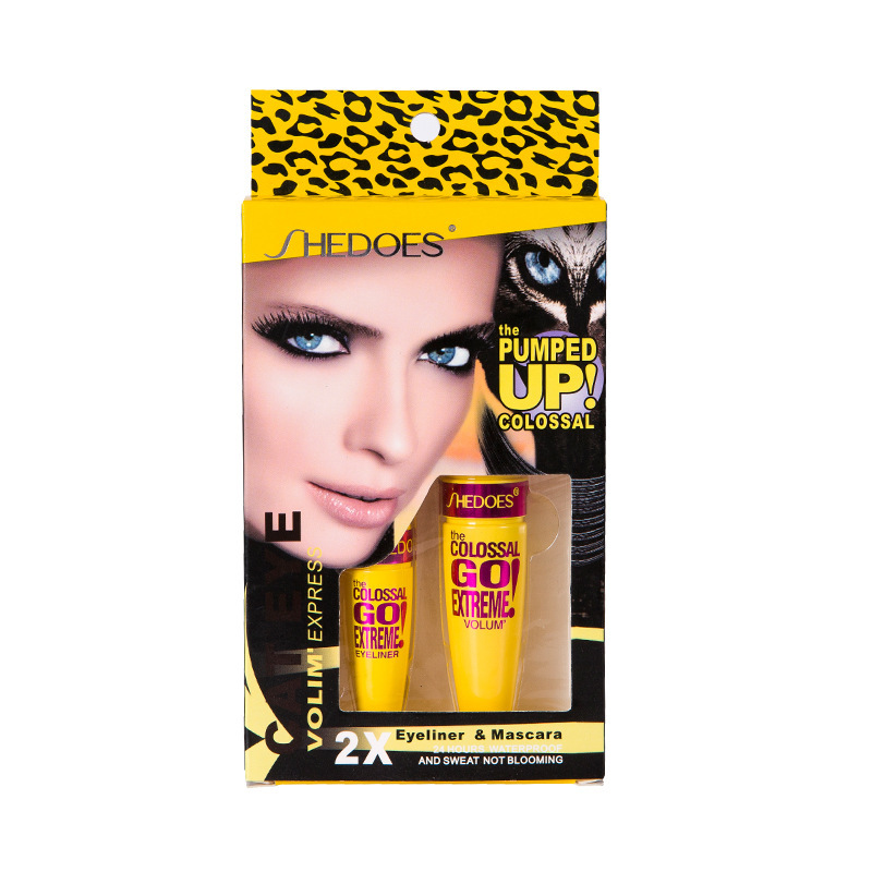 Shedoes estampado de leopardo impermeable a prueba de sudor no floreciente elástico grueso fresco negro de secado rápido rimel delineador de ojos traje
