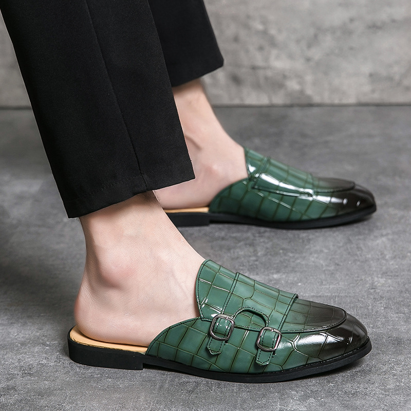 2025 Summer New Men's Casual Baotou Half Drag Cross-border plus size Korean Leather Shoes Business Casual Dress Men's Shoes 2025 Summer New Men's Casual Baotou Half Drag Cross-border plus size Korean Leather Shoes Business Casual Dress Men's Shoes