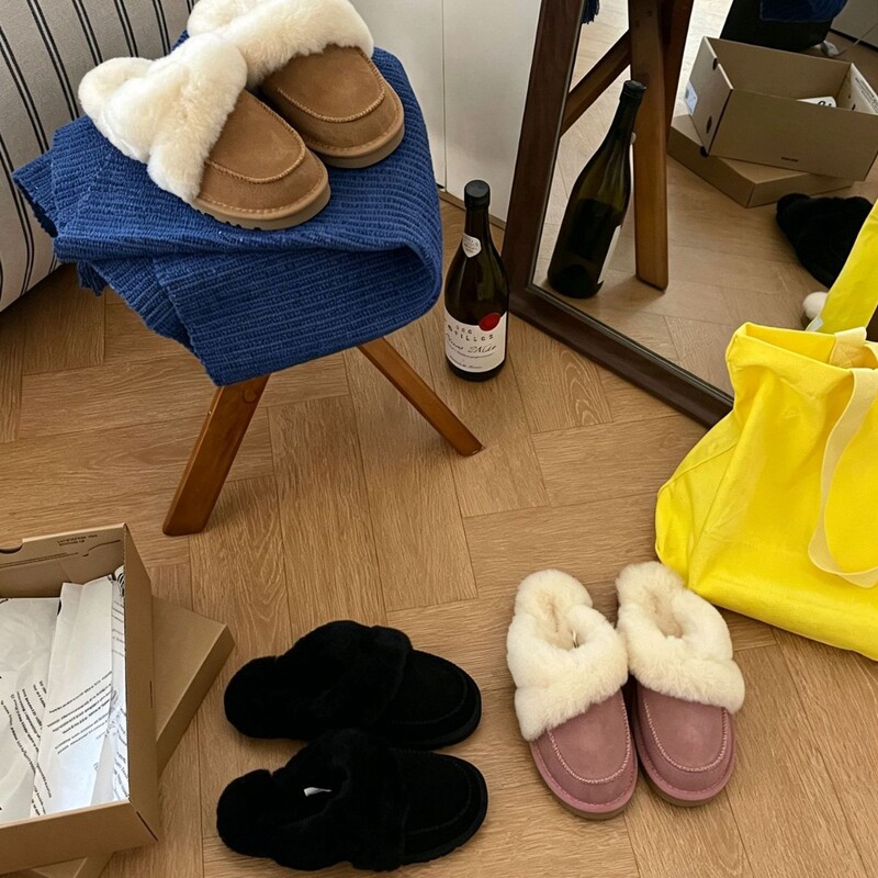Henan Sangpo Snow Boots Loria Half-Slipper 2026 Autumn and Winter New Style Sheepskin and Wool Integrated Warm Slippers Furry Shoes Henan Sangpo Snow Boots Loria Half-Slipper 2026 Autumn and Winter New Style Sheepskin and Wool Integrated Warm Slippers Furry Shoes