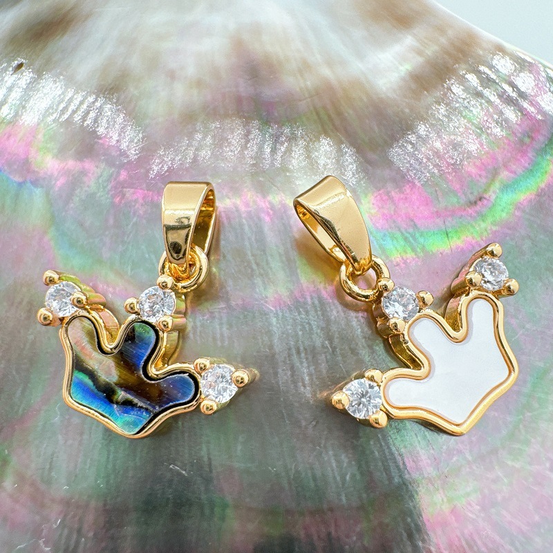 5g Weight Pendant Jewelry Making Type 15mm Jewelry Making Size Shell Inlay Material DIY Jewelry Accessories Classification 1 Piece Quantity Copper Material Heart Shape, Crown, Wings Pattern Plating, Inlay Design Classic Style Style 1 Piece 15mm Copper Shell Heart Shape Crown Wings Pendant 7