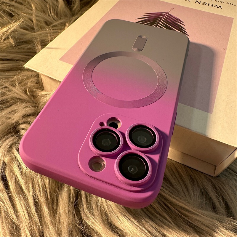 16 Apple 17 磁気吸着式スマホケース 液体シリコン iPhone14ProMax グラデーション 13 全面保護ケース|undefined
